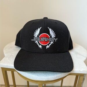 Journey Black Snapback Hat with Red & White Logo